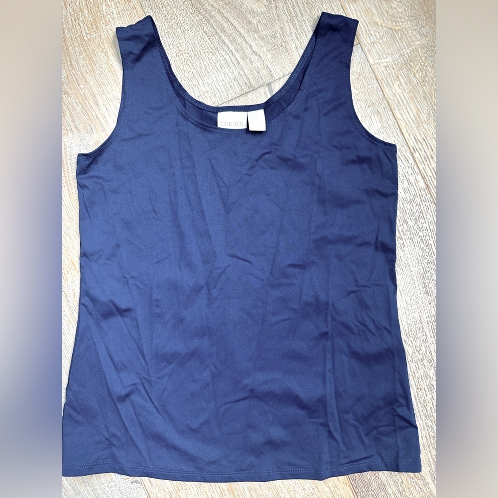 Chicos microfiber contemporary tank basic knit navy blue